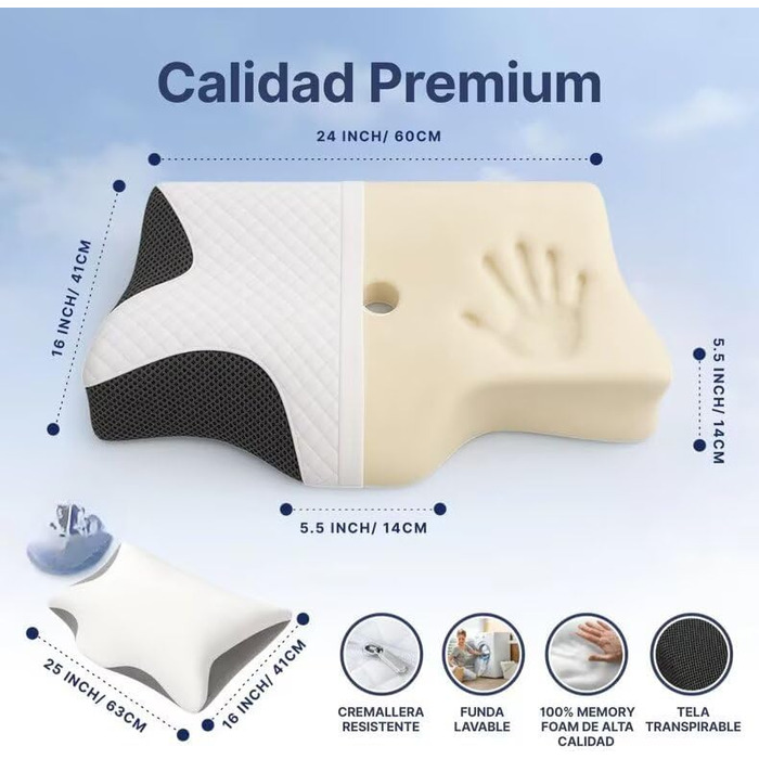 Ортопедична подушка Airflow Pro для лікування апное сну, оригінальна сіра, один розмір