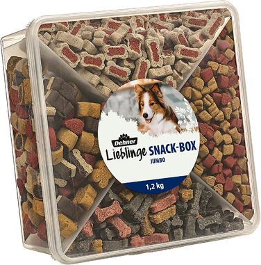 Ласощі для собак Dehner Lieblinge Dog Snack без цукру, велика коробка снеків, для дорослих собак, з 4 різними видами, 1,2 кг