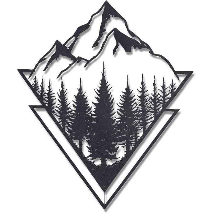 Настінне оздоблення KUINEA гори, фреска дерево колір антрацит настінне оздоблення для дому, офісу, спальні, вітальні та кухні, гір