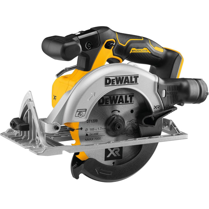 Акумуляторна циркулярна пила Dewalt 18V XR DCS565N (безщітковий двигун, з вбудованим світлодіодом і вентилятором, сумісна з AirLoc