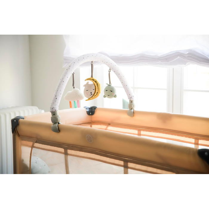 Дитяче та дитяче дорожнє ліжечко MoMi BELOVE PLUS 2-в-1, складне, 2 рівні для сну для немовлят до 9 кг та дітей до 15 кг з дитячим матрацом, ігровою ручкою, пеленальний килимок та сумка для перенесення, темно-зелений