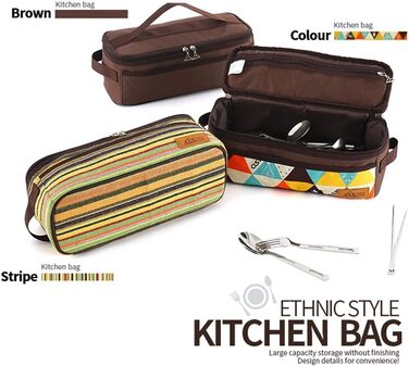 Сумка для столових приборів, сумка для зберігання столових приборів на вулиці, палички для їжі, ложка, сумка для посуду, органайзер для столових приборів для кемпінгу, ручка для перенесення, барвиста