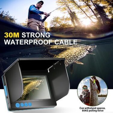 Підводна рибальська камера з ехолотом та IPS-дисплеєм, ширококутним інфрачервоним нічним баченням 220, водонепроникною підводною камерою IP65 для льоду та річок, 5 дюймів
