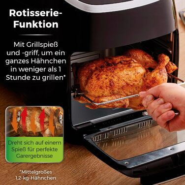 Цифрова фритюрниця Tower T17039 Xpress Pro 5-в-1 зі швидкою циркуляцією повітря, таймером на 60 хвилин - фритюрниця XXL 11L - 2000 Вт - чорний цифровий 5-в-1