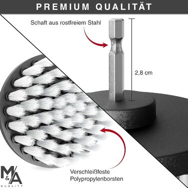 Щітка для акумуляторної дрилі м'які та жорсткі щітки Миттєво очищає автомобіль, оббивку, колісні диски, ванну кімнату - щітка для