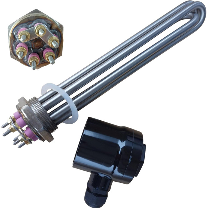 Електричний нагрівальний елемент 400 В з кришкою та захистом від натягу кабелю 3 кВт - 4,5 кВт - 6 кВт - 9 кВт - 12 кВт (6 кВт (3x2 кВт))