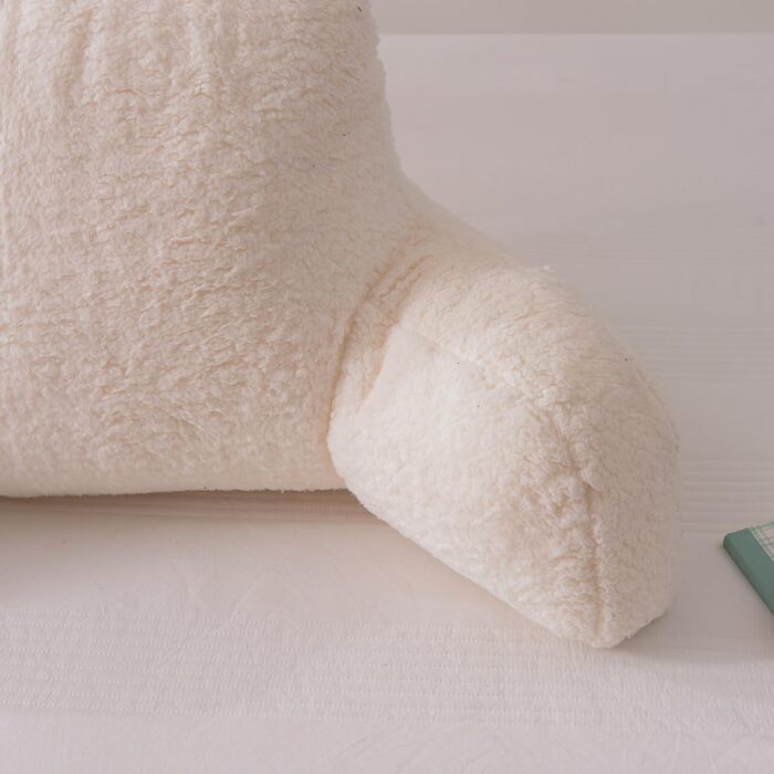 Подушка для читання NTBED Sherpa для ліжка, спинка з підлокітниками, подушка для дитячого та дорослого ліжка, підтримка спини для сидіння в ліжку, подушка для крісла (біла, велика) кольору слонової кістки, велика