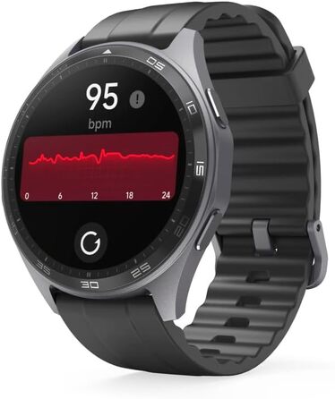 Розумний годинник Hama (кольоровий AMOLED-дисплей 1,43 дюйма, GPS, функція телефону, водонепроникний, WhatsApp, голосовий помічник, трекер сну, 110 спортивних режимів плани тренувань, крокомір, пульсометр, калорії тощо) чорний