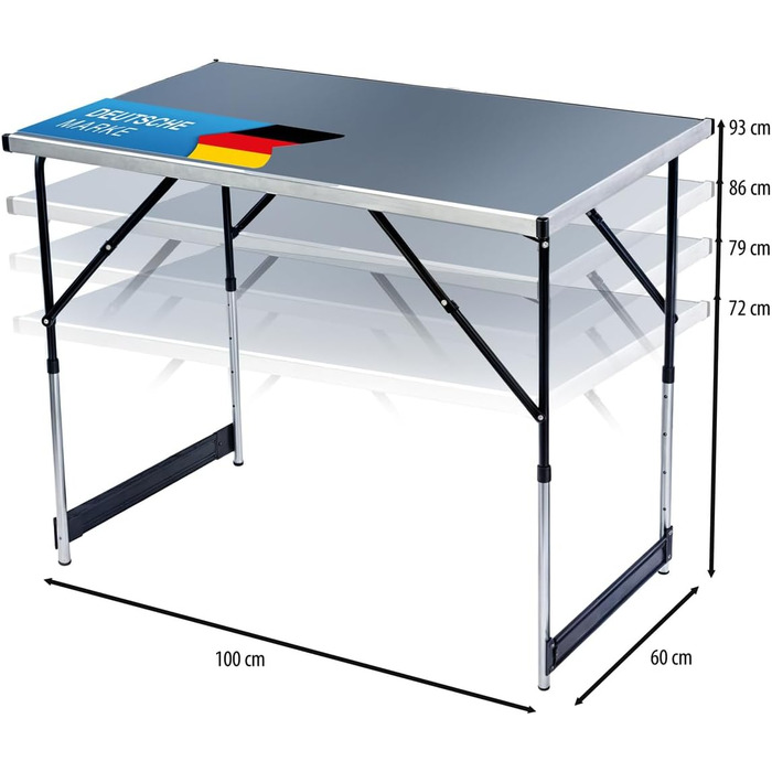 ТОВАРИГАДЖЕТИ Складаний багатофункціональний стіл, багатоцільовий стіл, кемпінговий стіл, розкладний стіл, ринковий стіл, стіл з регульованою висотою для обклеювання шпалерами, бічний столик для кемпінгу, саду, фестивалів, ринків тощо, чорний