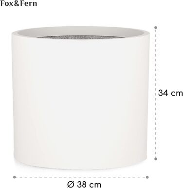 Горщик для рослин Fox&Fern XL - Великий квітковий горщик з дренажним отвором - Висота 34 см - Горщики для кімнатних рослин - Діаметр 38 см - Великі горщики - Горщик для рослин - Матово-білий 15 дюймів