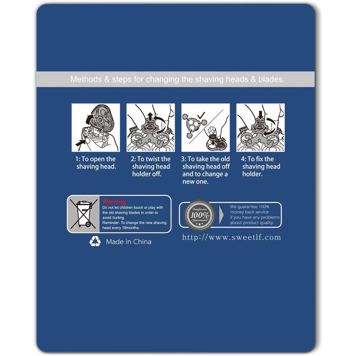 Змінне лезо бритви SweetLF з 3 частин для моделей SWS7105 і SWS7105BK 6,6 * 6,1 * 2,2
