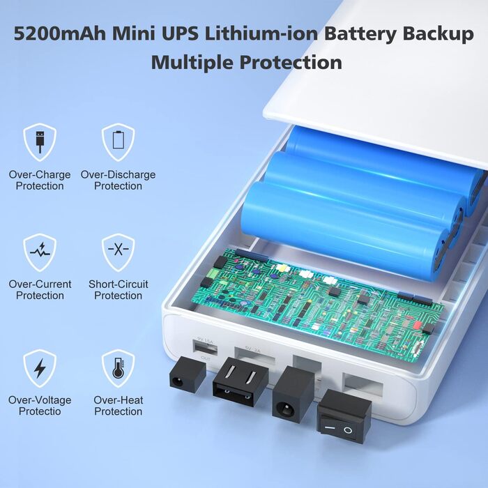 Літій-іонний акумулятор NASTIMA 12V 5200mAh 62.4Wh з виходом 12В постійного струму 9В постійного струму та подвійним виходом USB 5