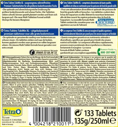 Таблетований корм для всіх великих донних риб, особливо для донних риб з більшим, опущеним ротом, 133 таблетки (упаковка з 2 шт. )