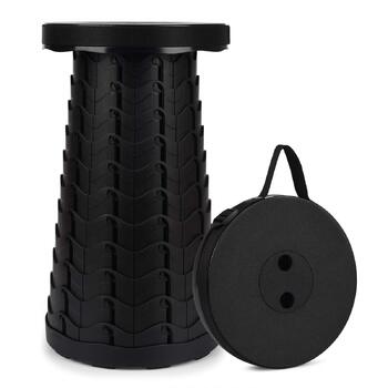 Портативний складний стілець, міні-телескопічний стілець другого покоління, легкий кемпінговий стілець для кемпінгу на свіжому повітрі, риболовлі, барбекю, кухні в приміщенні, вантажопідйомність 397 фунтів (чорний)