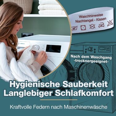Пухова подушка 40x80 3-камерна пухово-пір&39яна подушка М&39яка пір&39яна подушка готельного стилю, повітропроникна Зроблено в Німеччині Середня, вага наповнювача 700 г, 40x80 см, Білий, 1