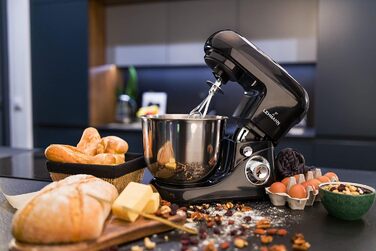 Планетарний кухонний комбайн Lehmann з чашею з нержавіючої сталі 5 л Багатофункціональний міксер 2200 Вт 6-швидкісна тістомісна машина Включаючи кришку для бризок, гачок для тіста та віночок