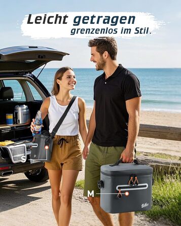 Сумка-холодильник 7/14/24 л - Ізольована та водонепроникна Портативна міні-сумка-холодильник з термоізоляційним шаром Легка для кемпінгу, пікніків, пляжу та барбекю - Герметична та міцна темно-сіра 14 л