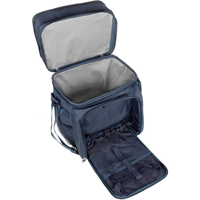 Сумка для пікніка anndora, синьо-біла, сумка-холодильник з аксесуарами, для 4 осіб, 29 предметів, темно-синьо-білий колір