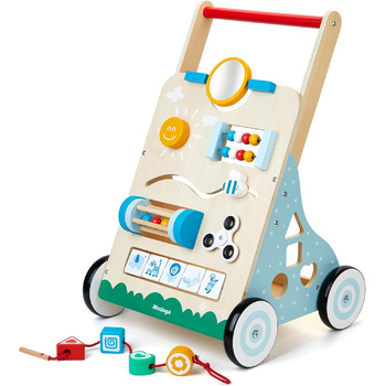 Ходунки для немовлят дерев'яні 10 в 1 Використовуйте як ходунки Baby Baby Walker Wood з прогумованими дерев'яними колесами та центром активності Walker Baby Baby Toy Toy для хлопчиків і дівчаток