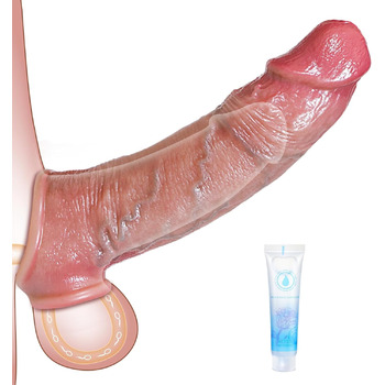 Силіконовий продовжувач пеніса для чоловіків, подовжує та потовщує пеніс з ерекційним кільцем