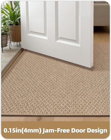 КОЛІР І ГЕОМЕТРІЯ Тонкий килимок для прихожих, 81 x 122 см, Килимок для прихожих, що вловлює бруд, Вхідний килимок, Нековзний килимок для прихожих, Не утворює складок, Вхідний килимок, Хакі, 81 x 122 см