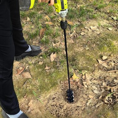 Бури для ґрунту для дриля, 5x809x40 см. Садовий бур для шуруповерта, інструмент для копання ям для посадки, міцний бур-шнек для квіткових горщиків та рослин, спіральний бур 5x809x40 см, чорний., 2 шт.