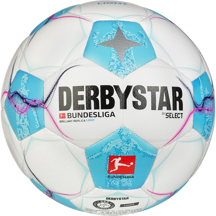 Футбольний м'яч Derbystar Унісекс Молодіжна Бундесліга Блискуча репліка світла V24 Футбол 4 Білий Блакитний Рожевий