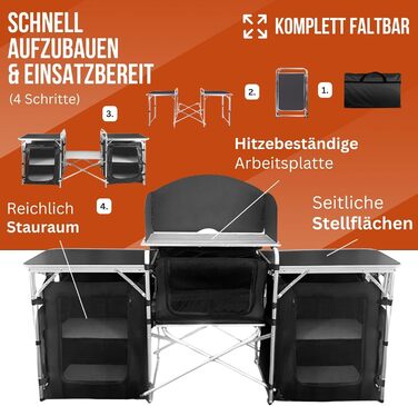 Кемпінгова шафа, кемпінговий тент на відкритому повітрі, кемпінгові меблі, кемпінгова кухня, складна, дорожня кухня, кухонна шафа з робочою поверхнею та відділеннями для зберігання на відкритому повітрі, тент, караван 175x104x52