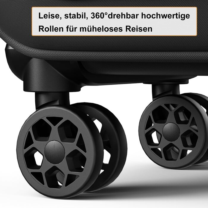 Розширюваний валіза-кейc з мяким корпусом - ручна поклажа, малий розмір 55x38x23 см, тканинний валіза на колесах, водонепроникний, з 4 колесами та TSA замком, обєм 48 літрів, чорний S Чорний