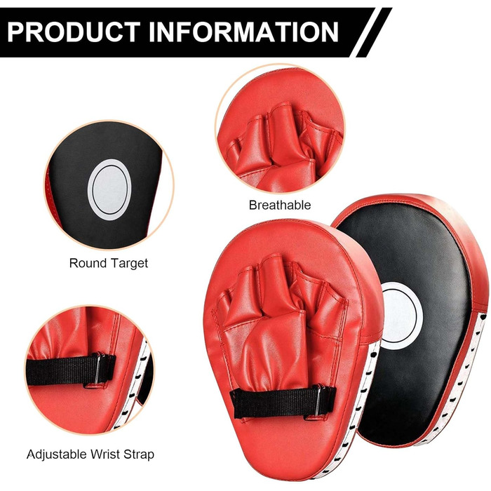 Набір для тренувань у боксі, 1 пара боксерських рукавичок 6 унцій та 1 пара лапок для муай-тай, накладки на руки з поліуретану, боксерські лапи, боксерські лапи, набір боксерських рукавичок для дітей, боксерське спорядження для кікбоксингу