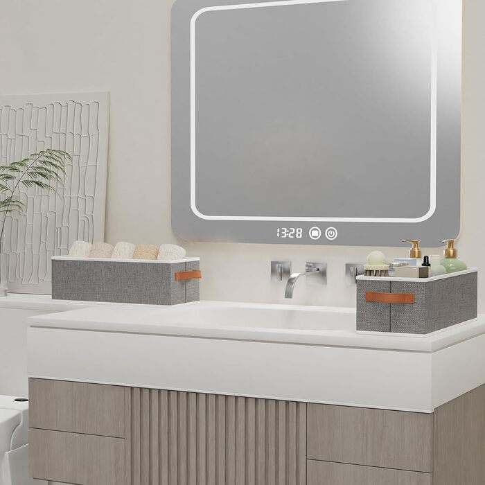 Складаний кошик для зберігання з 3 предметів, кошики для зберігання з ручкою, органайзер для гардеробу, коробки для зберігання для ванних кімнат, шаф та полиць, 38x15,5x13 см, сірий, 3 шт. сірого кольору