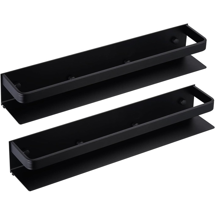Настінна полиця для спецій KES, тримач для спецій, органайзер для спецій, кухонний, для зберігання спецій, кухонна полиця для спецій 40 см, 2 шт., матово-чорний колір, настінний, KSR401S40-BK-P2, 39,9 см