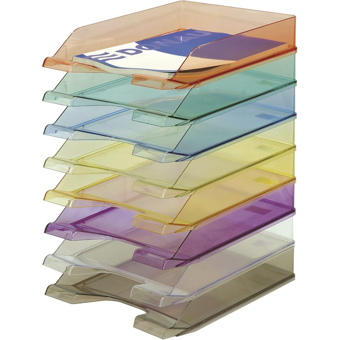 Стандартний прозорий лоток для листів DONAU, 6 предметів, кошик для листів A4, сучасний та штабелюваний, прозорий-кришталево чистий, настільний лоток, полістирол, 7470001PL-37