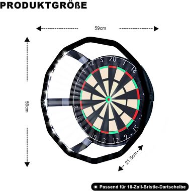 Підсвічування мішні для дартсу Яскраве світлодіодне освітлення на 360 градусів Система підсвічування мішні для дартсу Швидке встановлення без інструментів Підходить для 18-дюймових мішень для дартсу Аксесуари для дартсу