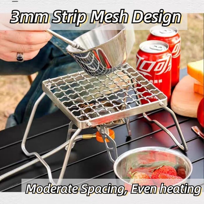 Складана підставка для гриля Wakects для барбекю, міні-підставка для гриля з нержавіючої сталі для багаття, портативна підставка для кемпінгового горщика, сітчастий дизайн із сумкою для зберігання для пікніків