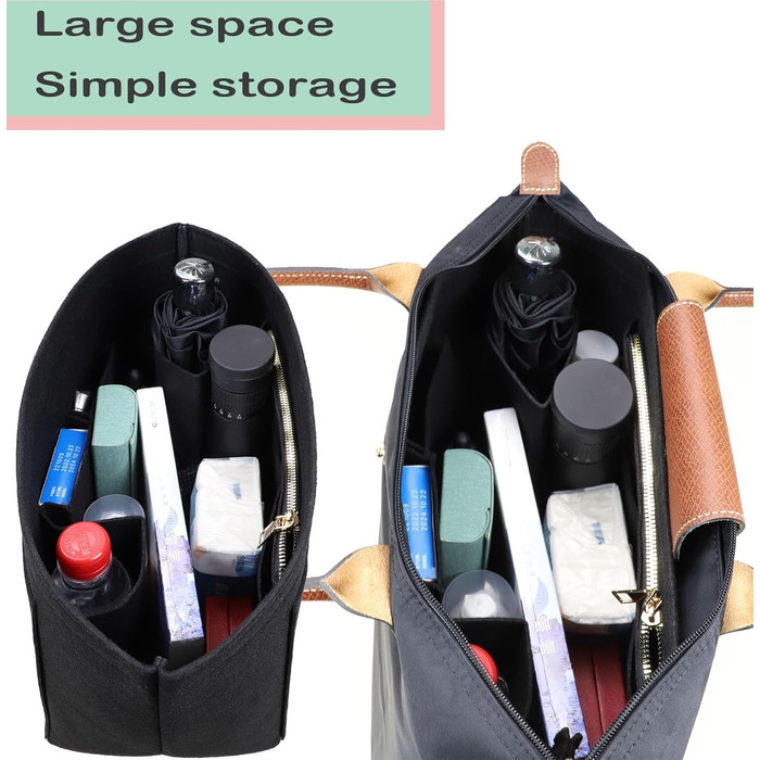 Вставка-органайзер для гаманця Longchamp Le Pliage 1028black-M для сумки-портфеля середнього чорного кольору