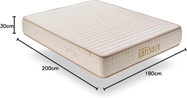 Матрац 180x200 - Розкішний - Матрац з холодної піни, висота 30 см - H4 - Ергономічний Гіпоалергенний Двосторонній - Латексний синій 7 зон - Сертифікований Oeko-Tex, висота 180 x 200 см