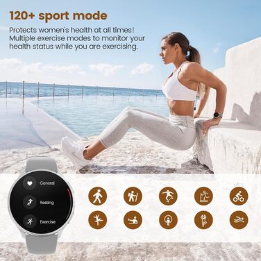 Жіночий смарт-годинник із функцією телефону, круглий смарт-годинник 1,39 дюйма з SpO2, 24-годинним монітором серцевого ритму, монітором артеріального тиску, монітором сну, фітнес-трекером із понад 120 спортивними режимами та крокоміром для iOS та Android 