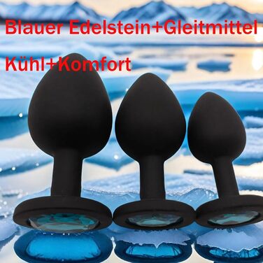 Набір анальних пробок ZYQMEL, силікон, синій, 3 шт.