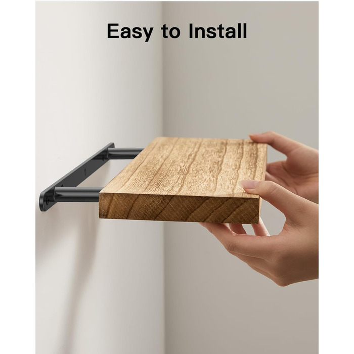 Настінна дерев&39яна полиця Pipishell, 40 см, кухонна полиця з дерева павловнії, підвісна плаваюча полиця, комплект із 4 дерев&39яних полиць для ванної кімнати, спальні, офісу, вітальні, кухні тощо (світло-коричневий)