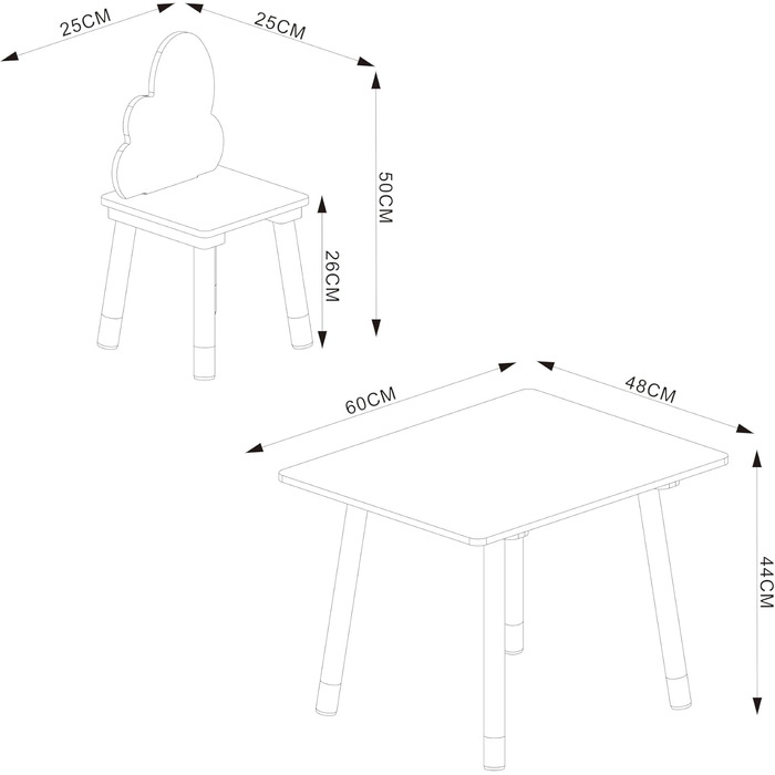 Дитячий стіл з 2 стільцями Ігровий стіл Hovle Дитячі стільці зі спинкою у формі хмари Дитяча група сидінь Дитячі меблі Дитячий стіл для малювання Дерев&39яний М&39ятно-зелений