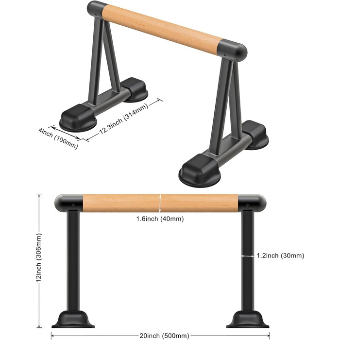 Ручки для віджимань Dolibest, калістеніка, паралельні ручки для віджимань, фітнес-стійка на підлозі, нековзні бруски для віджимань, ручки для рук, 2 шт., L-подібний гриф для віджимань середнього розміру для тренувань у приміщенні та на вулиці вдома, дерев