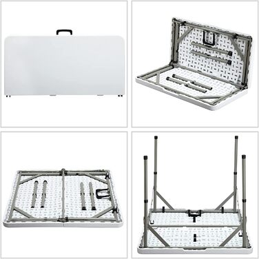 Розкладний стіл HollyHOME, квадратний, 87 см, кемпінговий стіл, розкладний стіл, водонепроникний, садовий стіл, балконний стіл, портативний розкладний стіл, обідній стіл для кухні, барбекю, кейтерингу, вечірки, білий, 87 см * 87 см