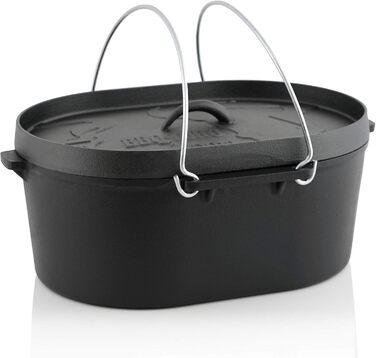 Голландська піч BBQ-Toro 9.3 л чавунна каструля без ніжок вже запечена - попередньо приправлена жаровня 10 QT, каструля для тушкув