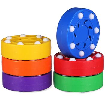 Набір із 6 хокейних шайб BESPORTBLE вуличні хокейні шайби з ABS-пластику для тренувань з хокею в приміщенні/на вулиці, роликового хокею барвисті та нековзні для дітей та дорослих