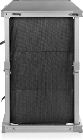 Кухня для кемпінгу Campart Toledo Легко складається 2 відділення з 3 полицями кожне 4 регульовані ніжки Антрацит KI-0758, задня, чорна 6 полиць чорного кольору