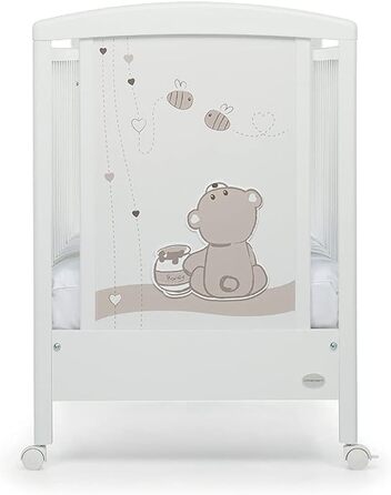 Дитяче ліжечко з регульованою бічною панеллю, 131 x 71 x 103 см, 24 кг, біле. Регульоване