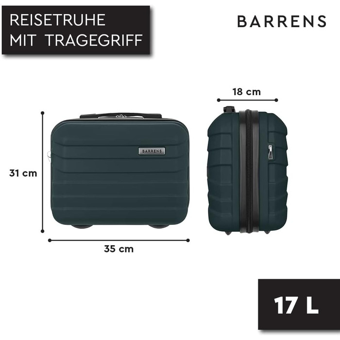 Косметичка BARRENS Дорожній футляр з ручкою Ручна поклажа Кріпиться до валізи або можна носити через плече Матеріал ABS 335x18 см 17 л Зелена косметичка - Маленька зелена