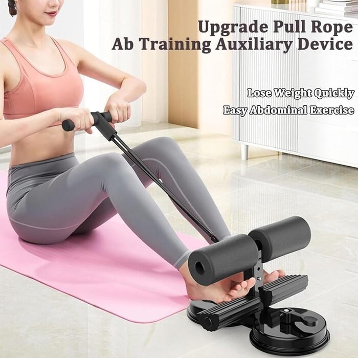 Засіб для тренування м&39язів живота, Багатофункціональний тренажер для м&39язів живота з подвійними присосками та стрічкою опору для тренування м&39язів тулуба та живота, чорний, 26,5*19,5*23,5 см