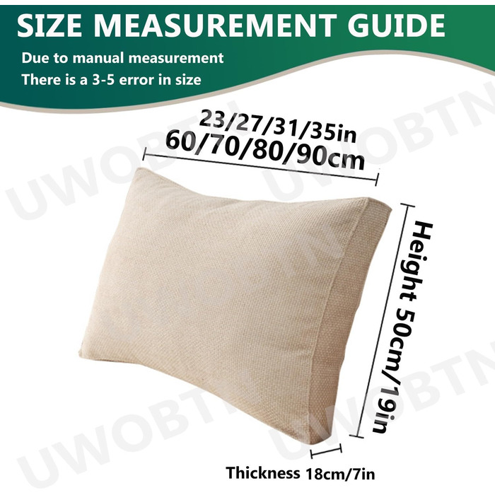 Подушка для читання для дивана, 60/70/80/90 см, спинка, подушка для узголів&39я, велика, знімна, можна прати, настінна подушка, подушка для поперекової підтримки (колір 6, 70 x 50 18 см) Колір 6 70x5018 см